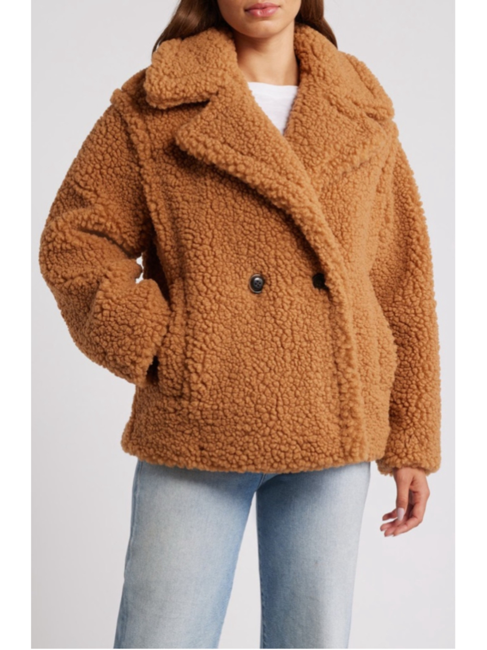 UGG Gertrude Short Teddy Coat Sherpa Jacket Chestnut NWT Medium $248